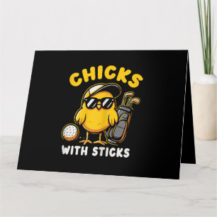 Chicks With Sticks Golfer Girl Woman Golf Club Gol Card