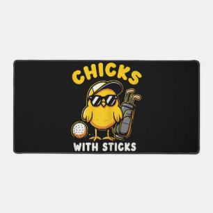 Chicks With Sticks Golfer Girl Woman Golf Club Gol Desk Mat