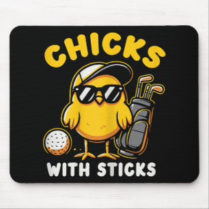Chicks With Sticks Golfer Girl Woman Golf Club Gol Mouse Pad