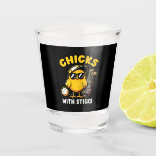 Chicks With Sticks Golfer Girl Woman Golf Club Gol Shot Glass