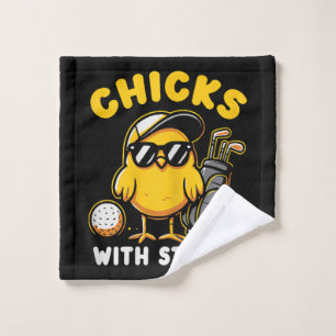 Chicks With Sticks Golfer Girl Woman Golf Club Gol Wash Cloth