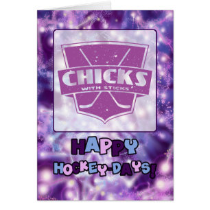 Chicks With Sticks Hockey Christmas Card
