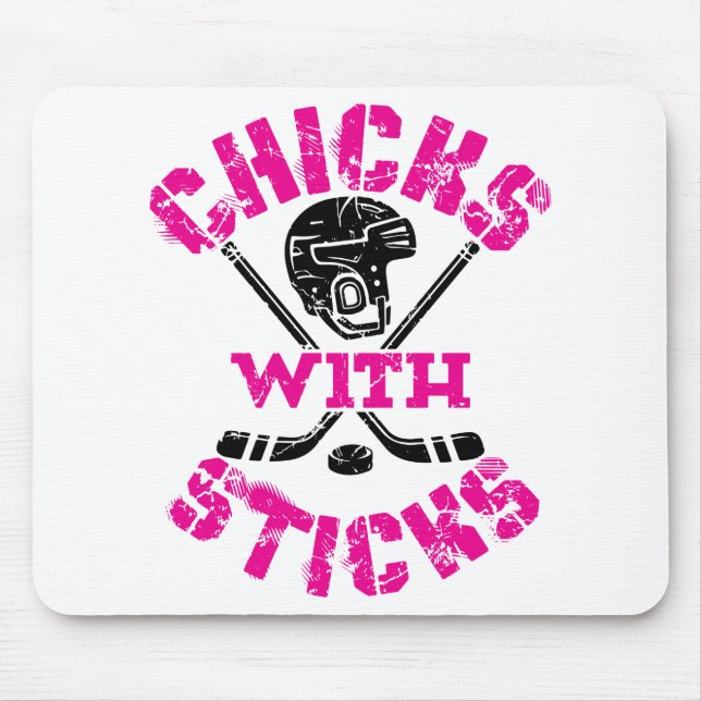 Chicks with Sticks Hockey Women Girls Mouse Pad (Front)