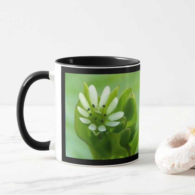 Chickweed Flower, Black Frame Mug (With Donut)
