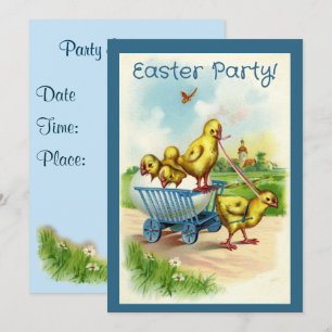 Chicky Wagon Easter Party Invitation