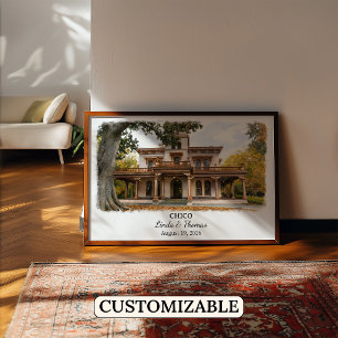 Chico California Poster, Watercolor, Custom Poster