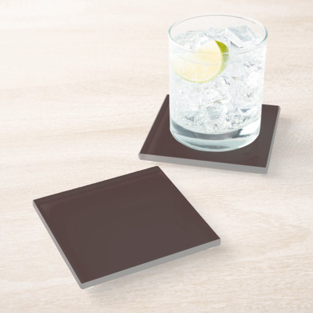 Chicory Coffee Solid Colour Print, Neutral Brown Glass Coaster (Angled)