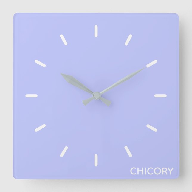 Chicory flower blue colour name square wall clock (Front)
