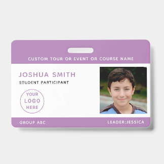 Chidren Photo ID Badge Music Tour School Trip 