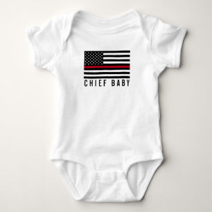 Chief Baby Thin Red Line American Flag Bodysuit