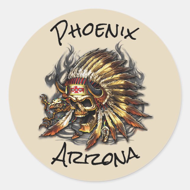 Chief Bones Phoenix Arizona Classic Round Sticker (Front)