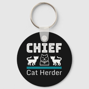 Chief Cat Herder Funny Keychain