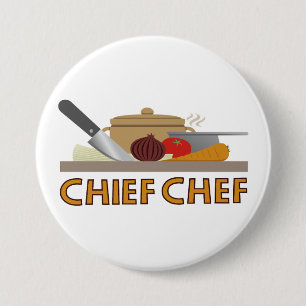 Chief Chef Illustrative Design Colour 3 Inch Round Button