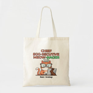 Chief Egg-secutive Meow-Nager Funny Easter Cat  Tote Bag