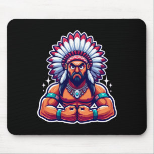 Chief Indian Flexing Muscles Fan Lover Bodybuildin Mouse Pad