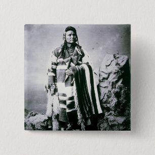 Chief Joseph (1840-1904) c.1880 (b/w photo) 2 Inch Square Button