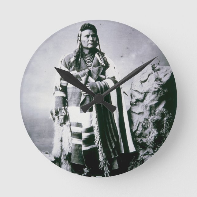 Chief Joseph (1840-1904) c.1880 (b/w photo) Round Clock (Front)