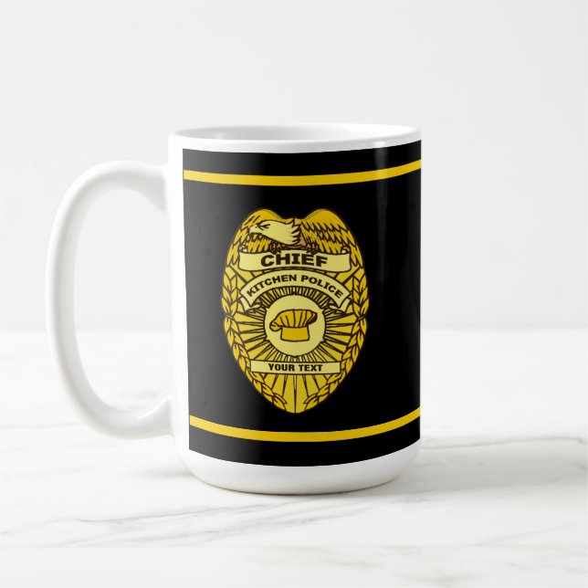 Chief Of Kitchen Police Badge Coffee Mug (Left)