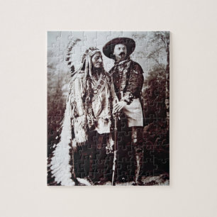 Chief Sitting Bull (1831-90) on tour with Buffalo Jigsaw Puzzle