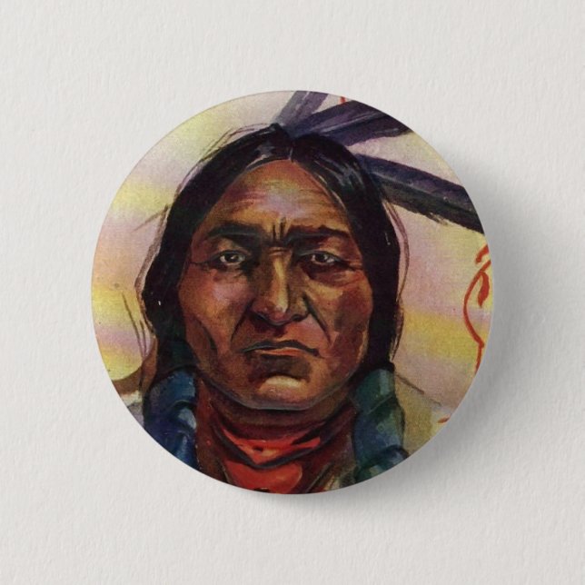 Chief Sitting Bull 2 Inch Round Button (Front)