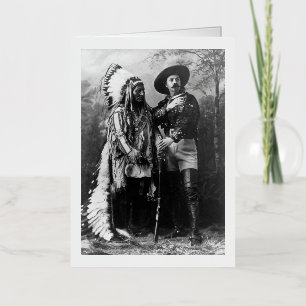 Chief Sitting Bull and Buffalo Bill 1895 Vintage Foil Greeting Card