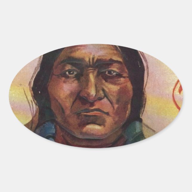 Chief Sitting Bull Oval Sticker (Front)