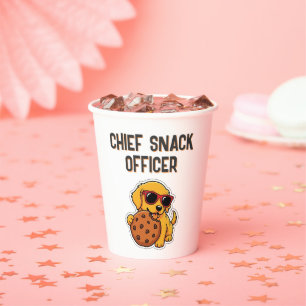 Chief Snack Officer Funny Golden Retriever Puppy Paper Cups