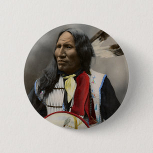 Chief Strikes With Nose, Oglala Sioux 1899 2 Inch Round Button
