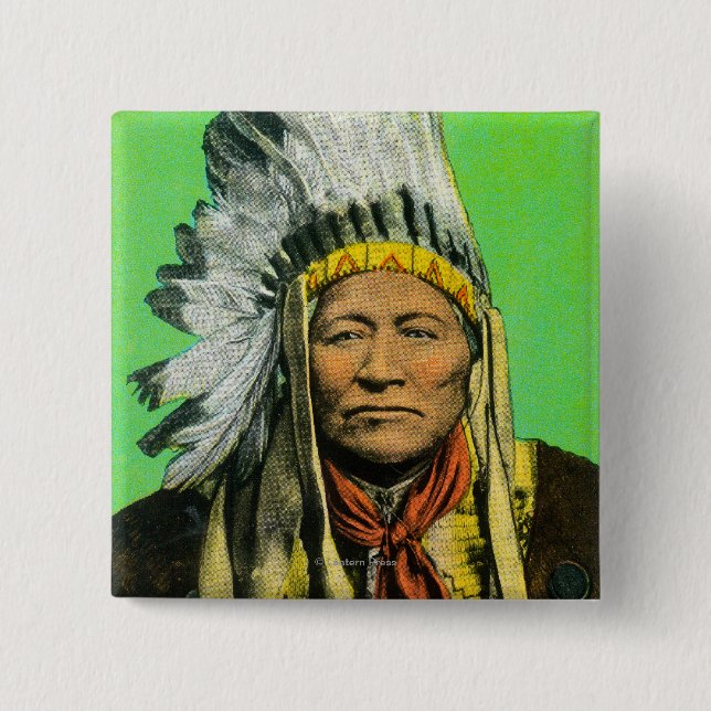 Chief Washakie Portrait 2 Inch Square Button (Front)