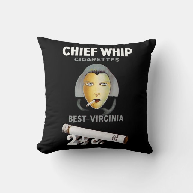 Chief Whip Cigarettes Throw Pillow (Front)