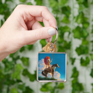 Chieftess Female Native American Indian Chief Keychain