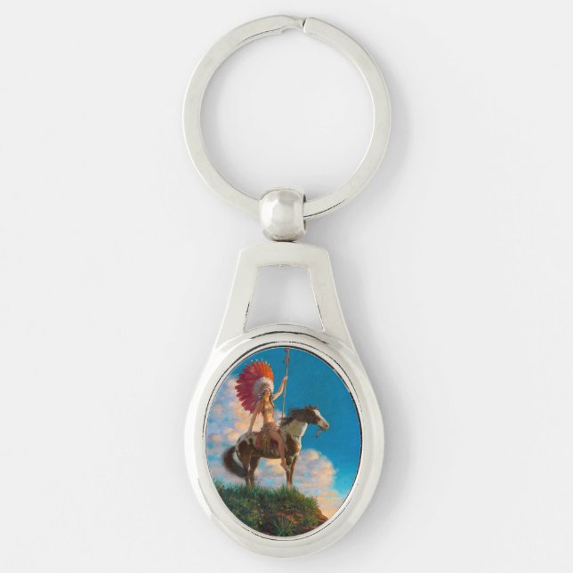 Chieftess Female Native American Indian Chief Keychain (Front)