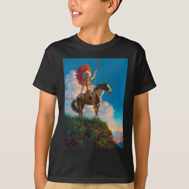 Chieftess Female Native American Indian Chief T-Shirt (Front)