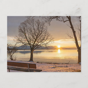 Chiemsee Lake, sunset, Postcard