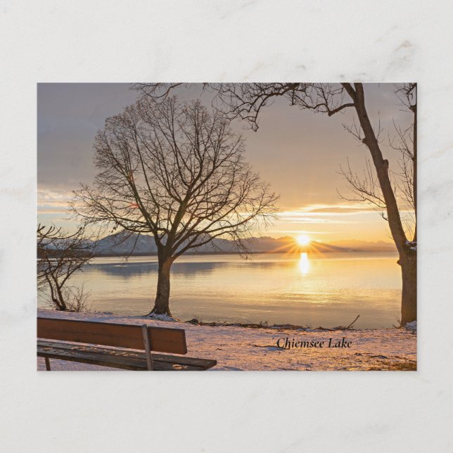 Chiemsee Lake, sunset, Postcard (Front)