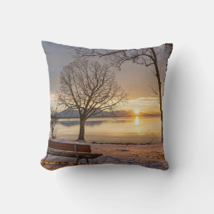 Chiemsee Lake, sunset, Throw Pillow
