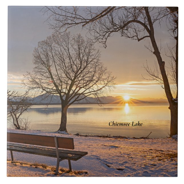 Chiemsee Lake, sunset, Tile (Front)