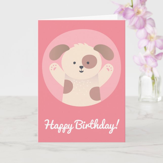 Chien à chiot mignon - Carte Anniversaire de enfan (Orchidée)