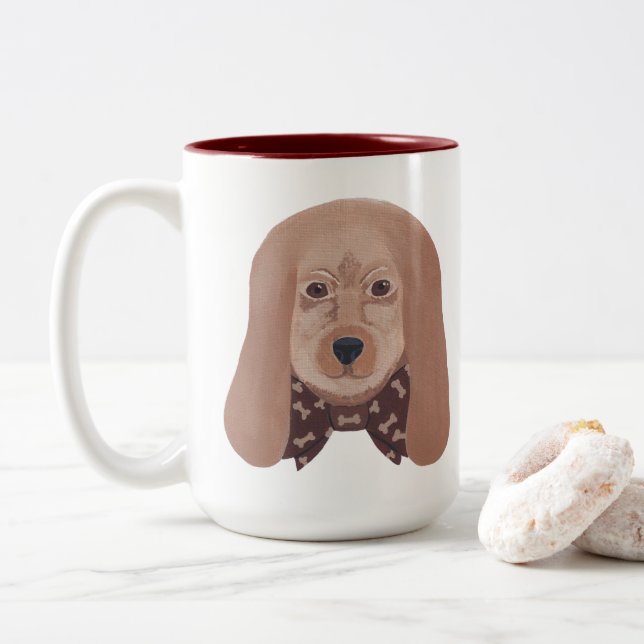 Chien à col mou Grosses oreilles Peindre des tasse (Avec donut)