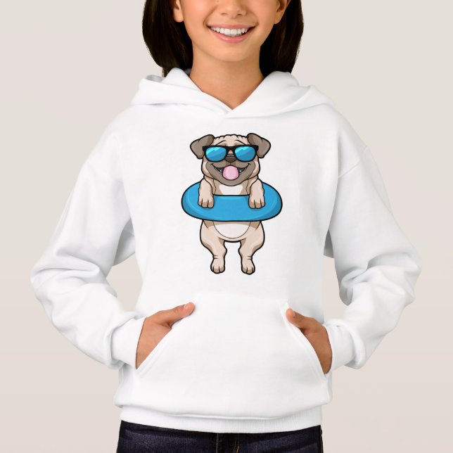 Chien à la natation avec anneau de natation (Devant)