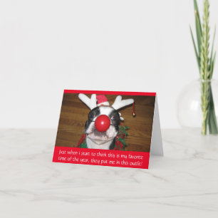 Chien amusant avec la carte de Noël de Rudolph Nos