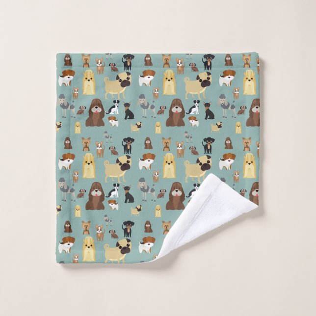 chien arrière - plan turquoise motif (Gant de toilette)