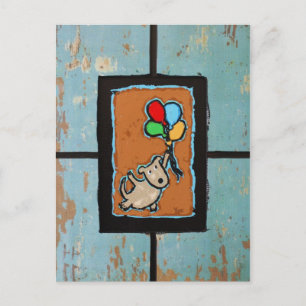 chien avec ballons carte postale