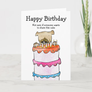 Chien avec carte d'anniversaire de gâteau