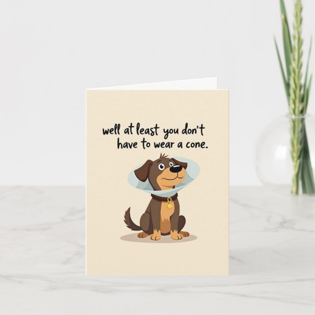 Chien avec cône drôle obtenir carte de bien (Devant)