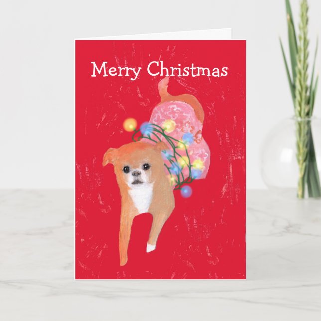 Chien avec la carte des lumières de Noël (Devant)