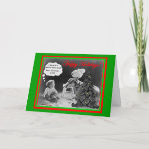 Chien avec poulet et enfant Carte de Noël amusant