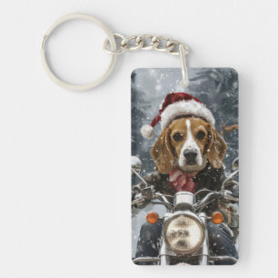 Chien Beagle à moto Noël