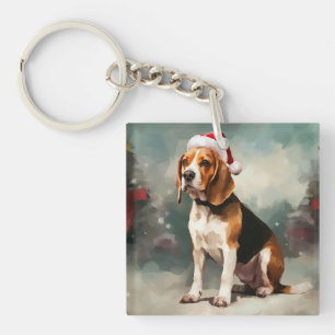Chien Beagle dans la neige de Noël