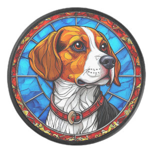 Chien Beagle dans un Art de Verre Coloré Vibrant